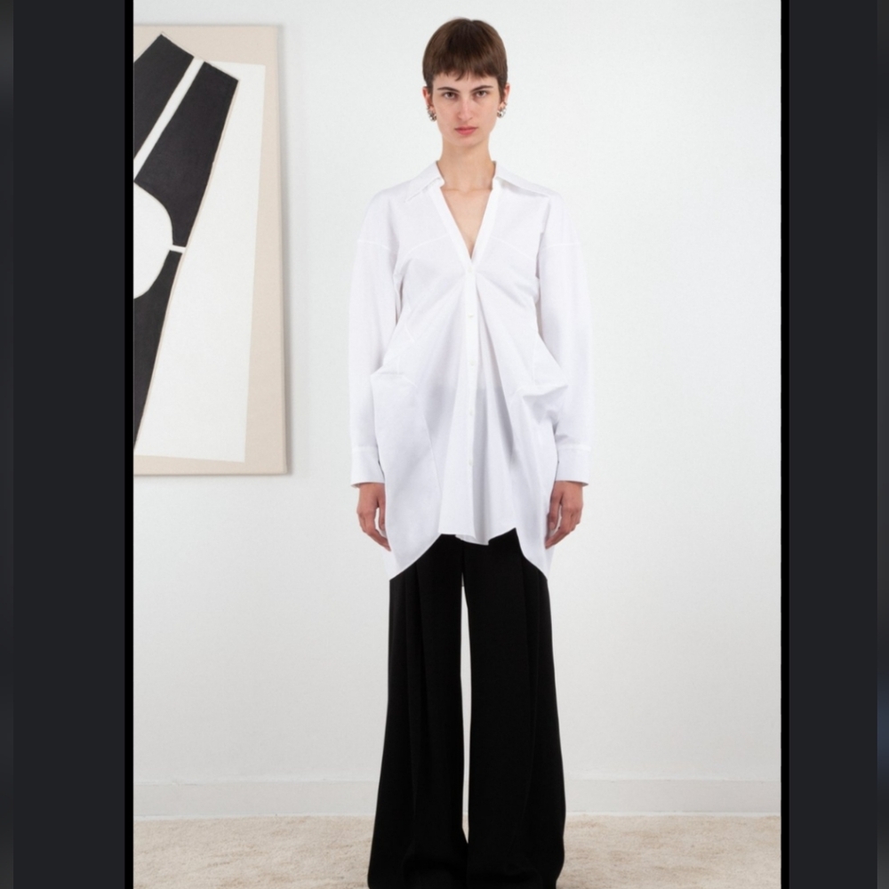 ASHLYN Claire Poplin Oversized Button Down Blouse